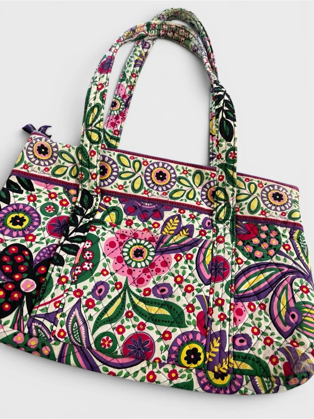 Vera Bradley Paisley Pink Green and Purple Floral Quilted Tote